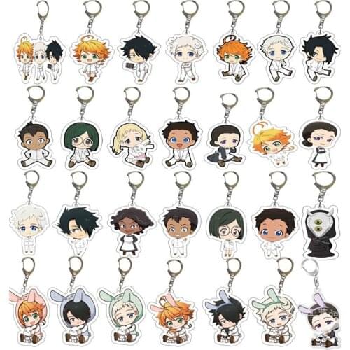 28Pcs/lot Anime The Promised Neverland Acrylic Keychains Cute Emma Norman Ray Don Gilda Figure Pendant Keyring Jewelry Wholesale