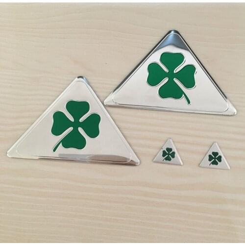 2x ALFA ROMEO Green Quatrefoil Delta Car Side Emblem Badge For Alfa 147 156 166 159 GT Aluminum+PVC