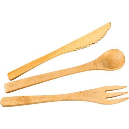 30sets/lot Bamboo Tableware Natural Bamboo Spoon Fork Knife Set Wooden Dinnerware Set
