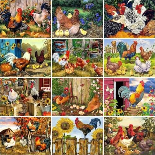 5D DIY Diamond Painting Animals Chicken Cross Stitch Kit Full Drill Square Embroidery Mosaic Art Picture of Rhinestones Decor