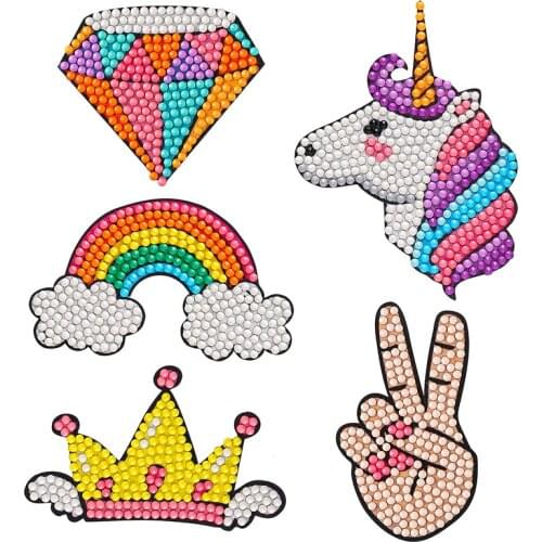 5D Rhinestone Diamond Painting Stickers Self-Adhesive Diamond Painting by Number Kits Animal Sticker Kids DIY Crafts Decoration