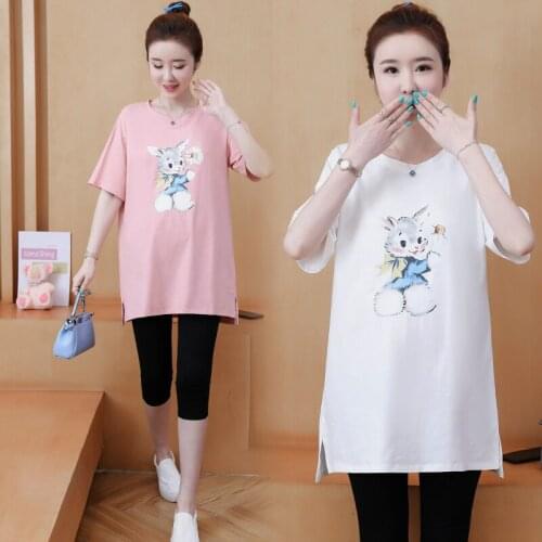 885# Maternity Clothes Summer T Shirt Easy Matching Loose Stylish Tops Pregnant Women Pregnancy Clothes