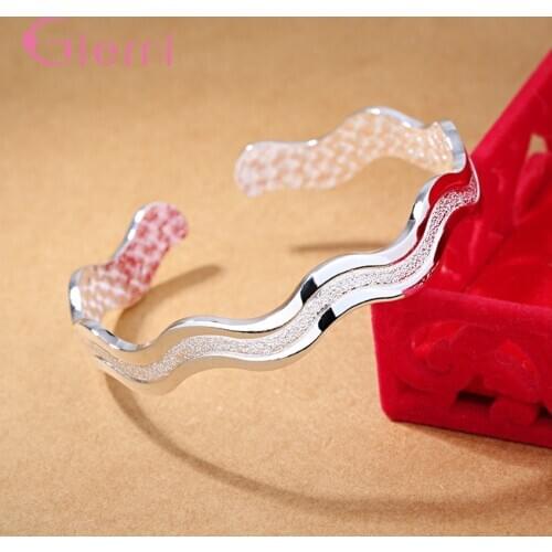 925 Sterling Silver Charm Bracelet For Decoration Fashion Jewelry Trendy Water Wave Women Girls Party Engagement