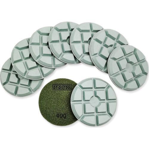 DT-DIATOOL 9pcs/set Dia 100mm/4" Diamond Concrete Polishing Pads Resin Bond Sanding Discs polishing For Concrete Floor Grit#400