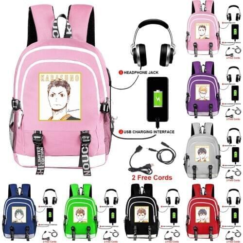 Anime Haikyuu Karasuno Bookbag Hinata Shoyo School Bags Girls Travel Backpack Pink Kawaii Rabbit Shoulder Bags