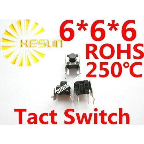 FREE SHIPPING 100PCS DIP 6X6X6 Tactile Tact Push Button Micro Switch Momentary Vertical Push ROHS Replace SKHHLVA010 SKHH