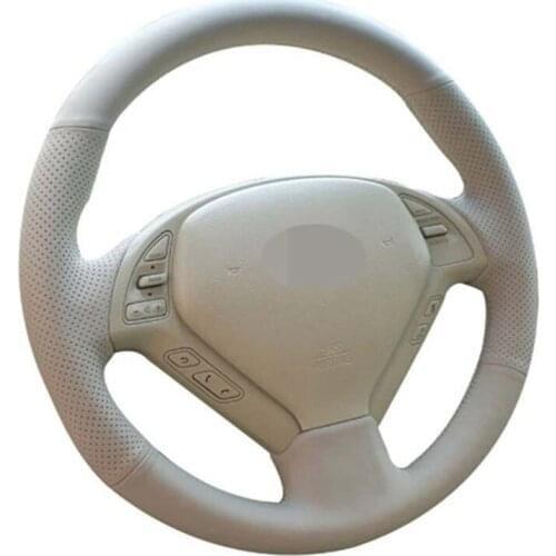 Car Steering Wheel Cover Hand-Stitched Beige Genuine Leather For Infiniti G25 G35 G37 QX50 EX25 EX35 EX37 2008-2013
