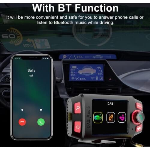 Bluetooth Car Mount MP3 Player DAB+/DAB Radio Adapter Car FM Transmitter With 2.4 Inch LED Display And Bluetooth Answering Calls