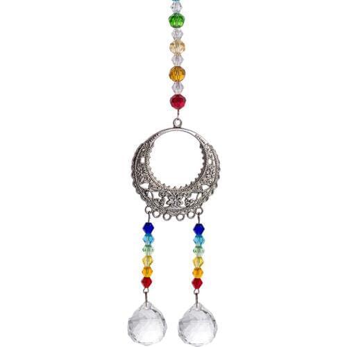 Chakra Hanging Organizers Crystal Retro Silver With Two Ball Window Hanging Living Room Decoration Accessories DIY Rainbow Maker