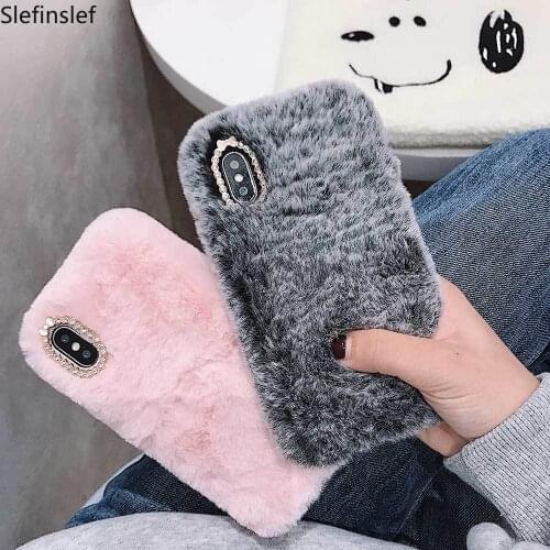 Fashion Lady Case for iPhone XS Max XR X 12 11 Pro Gift TPU Case Furry fluffy Warm Cover for iPhone 6 S 7 8 Plus Soft Phone Case