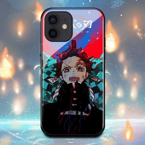 Demon Slayer Kamado Tanjirou Phone Case For Iphone 11 11Pro X XR XS Max 12Mini 12Pro 6 6s 7 8 Plus Tempered glass shell Cover