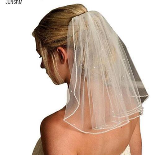 Pretty One Layer Short Wedding Veils With Comb Soft Tulle Bridal Veils Crystal Wedding Accessories