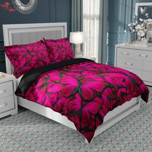 3D Printed Duvet Cover Set Red Butterfly Animals Queen King Size Bed Cover Twin Full Single Double Bedding Set Blue Quilt Cover