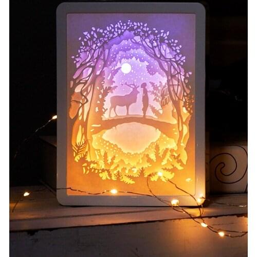 Creative 3D paper carving table lamp Handmade Art 3D paper cutting table lamp Valentines day birthday gift Bedroom home decor
