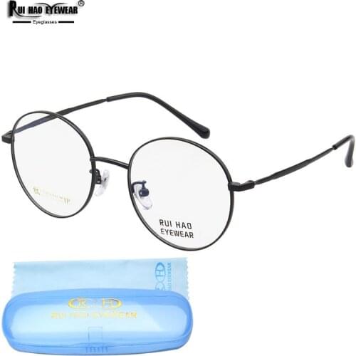 Unisex Round Eyeglasses Frame Rui Hao Eyewear Titanium Optical Glasses Frame 3 Color Concise Business Spectacles 8025