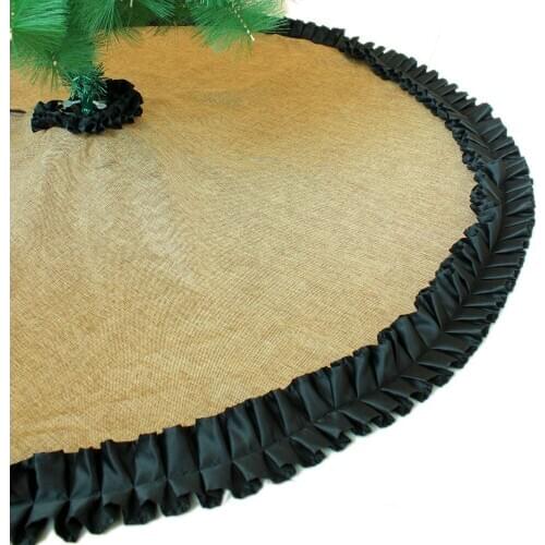 Cottage Ruffler Border Burlap Look Like Christmas Tree Skirt Extra Large 50" Diameter P2990