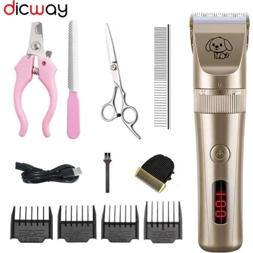 Dicway Dog Clipper Professional Grooming Rechargeable Pet Hair Trimmer Kit Set Cat Hair Cutting Machine Clippers For Animals