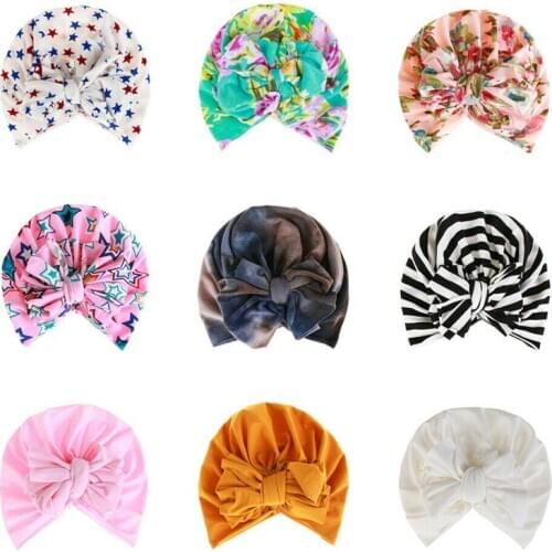 Cute Baby Hat Indian Turban Beanies Floral Caps Head Wraps Bowknot Hats newborn props