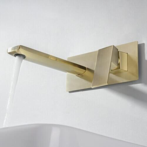 MTTUZK Bathroom Brushed Gold Faucet Basin Faucet Wiht Panel and Embedded box Sink Tap Solid Brass Tap Faucet Basin Mixer Taps