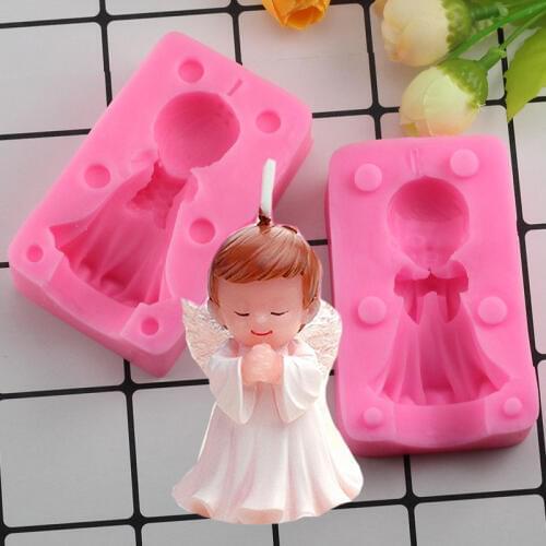 Mujiang 3D Angel Boy Soap Silicone Mold Candle Clay Molds Fondant Cake Decorating Baking Tools Candy Chocolate Moulds