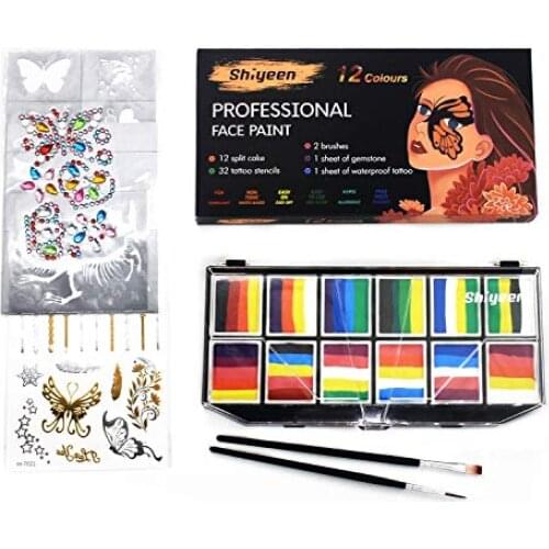 12/20 Colors Face Body Painting Oil Set Non Toxic Kids Flash Tattoo Painting Art For Halloween Party Cosmetic Fancy Dress Makeup