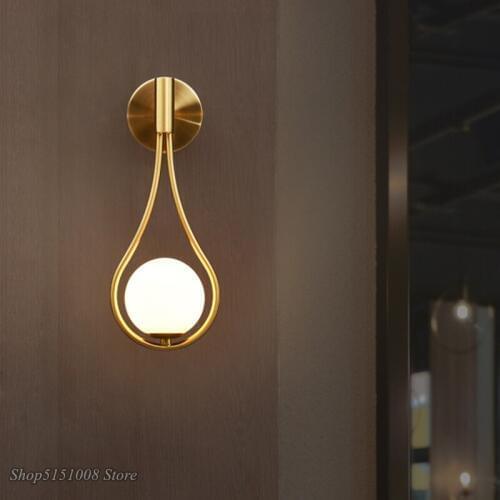 Nordic Golden Droplets Wall Lamp White Glass Lampshade Luxury Wall Sconce Bedroom Beside Bar Aisle Wall Light Lighting Fixtures