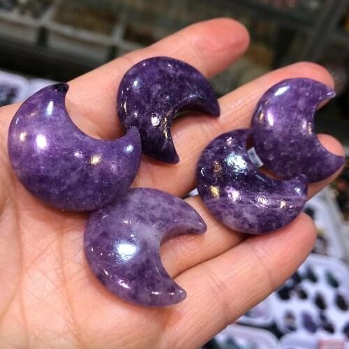 Natural Lepidolite Purple Mica Moon Crystal Polished Stone Treatment Decoration Holiday Gift Craft Natural Stone And Mineral
