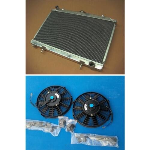 New performance 52MM 3 Row Aluminum Radiator + 2*Fans For Nissan Silvia S14 S15 SR20DET SR20