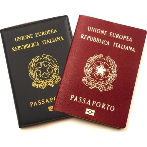 Top Quality Italy Passport Cover Women Travel Italian Passport Case Pu Leather Black Cover for Passport Travel Passport Holder