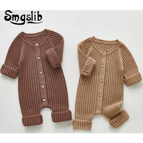 Newborn Infant Clothes 2021spring Baby Girl Knitted Romper Jumpsuit Overall Sweater Warm Fall Autumn Wool Jumpsuit Outfits