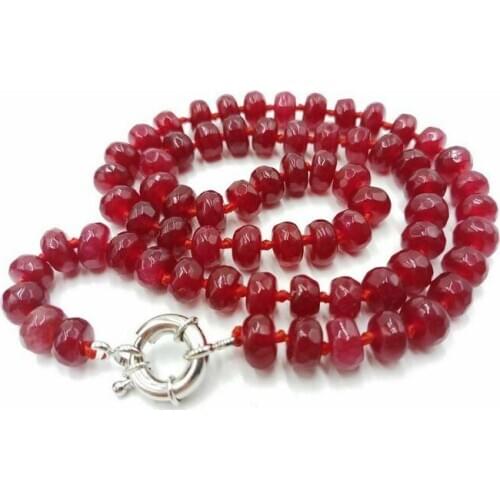 Faceted 5x8mm Natural Red Ruby Gems Abacus Beads Necklace 18