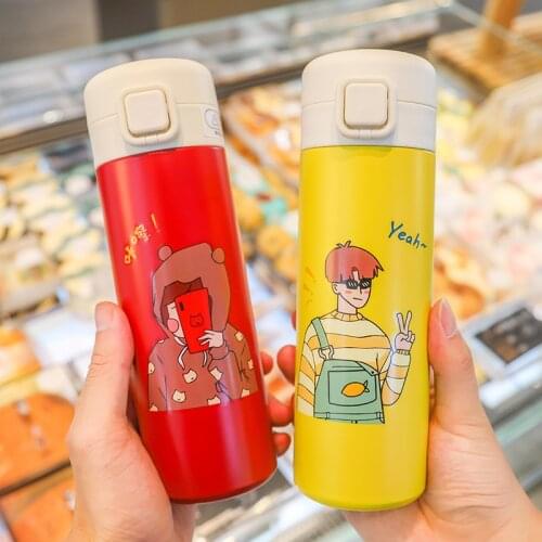 Couples Student Water Bottle 304 Stainless Steel garrafa termica Drink Straight copo termico Thermos Bullet Cover Thermos Cup