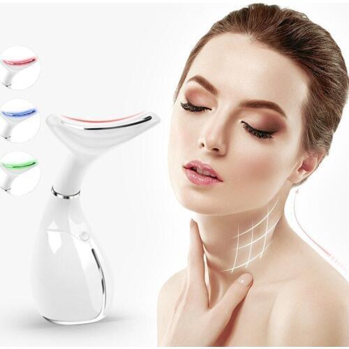 Neck Beauty Instrument USB Rechargeable Neck Care Massager LED Vibration Skin Tighten Anti Wrinkle Neck Lifting Massage Vibrator