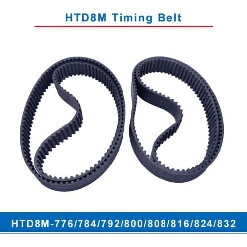 Timing belt HTD8M-776/784/792/800/808/816/824/832 teeth pitch 8mm circular teeth belt width 20/25/30/40mm for 8M timing pulley