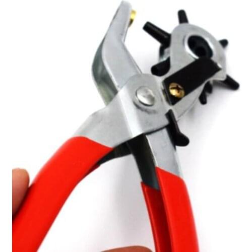 Hand Rotary Leather Hole Punch Plier Tool Belt Rubber Multi Watch Band Durable