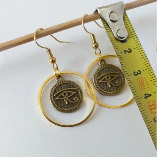 Boho Eye Egyptian Earrings Brass Circle Ethnic France Astronomy Ethnic Jewelry Women Gift Girlfriend Statement Fashion Trend