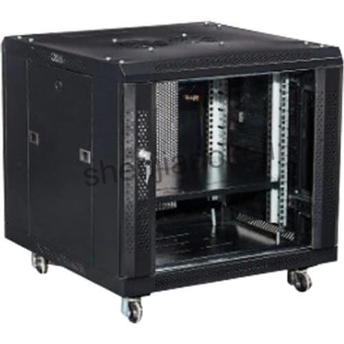 Deluxe IT Wallmount Cabinet Enclosure Server Network Rack with Locking Glass Door Deep Black with Casters SPCC Web server Monit