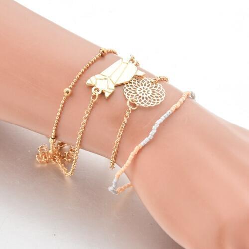 TOUCHEART 4 pcs/set Gold Cats&Dogs Pattern Bracelets&Bangles For Women Flower Bracelets Boho Jewelry Making Bracelet SBR190167