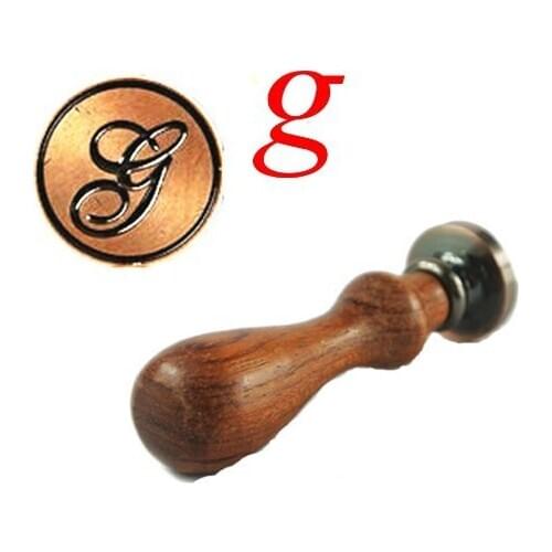 Vintage Letter G Alphabet Initial G Engraved Wedding Invitation Wax Seal Stamp Rosewood Handle Set