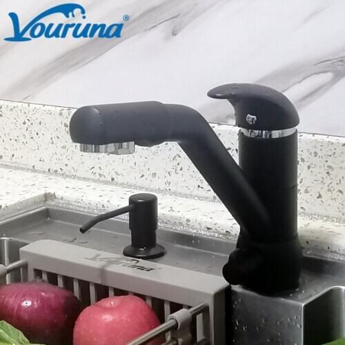 Vouruna Premium Solid Brass Alba Black Kitchen Faucet Osmosis Tri Flow Sink Mixer Chrome 3 Way Water Filter Tap