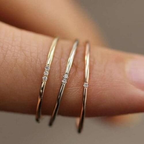 Tarnish Free 2021 New Minimalist 316L Stainless Steel 18k Gold Plated One Two Three AAA Zircon Paved Gold Rings for Women