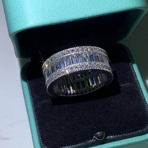 2020 Top Selling Brand New Fashion Jewelry 10KT White Gold Fill Princess Cut White AAAAA Zircon Pave CZ Party Women Wedding Ring