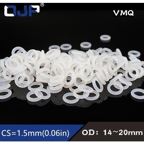 10PCS/lot White Silicon Ring Silicone/VMQ O ring 1.5mm Thickness OD14/15/16/17/18/19/20mm O-Ring Seal Rubber Gasket Washer