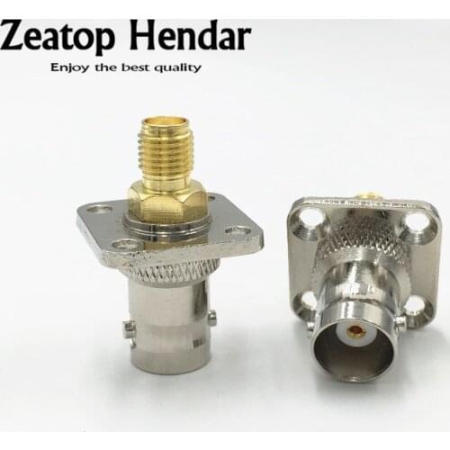 2Pcs Brass SMA Female Jack to BNC Female Plug SMA / BNC F/F with 4 Hole Flange Mount Adapter Connector