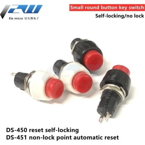2 pcs/lot DS-450/DS-451 Reset self-locking button switch Round button switch Without lock and lock button