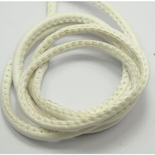 32.8 Feet White Stitched Round Soft Synthetic Leather String Jewelry Cord 5mm