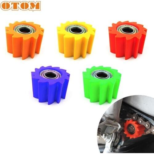OTOM Five Colors Motorcycle Chain Rollers Tensioner Pulley Wheel Guide Serrated M8 M10 For Pit Dirt Bike Motocross Enduro ATV