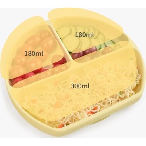 5 Pcs Baby Silicone Bibs Divided Dinner Plate Sucker Bowl Spoon Fork Set Training Feeding Food Utensil Dishes Tableware Kit for