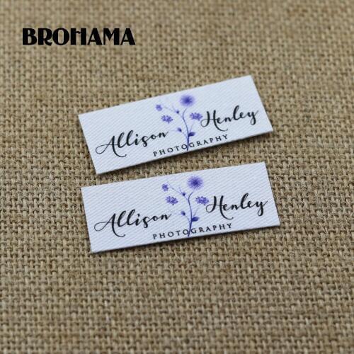 64 pieces Custom logo labels, Name iron on label, Custom Clothing tags, Organic Cotton Labels