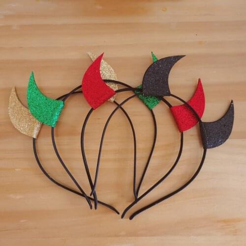8pcs Halloween Party Head Band Hair Accessories Home Decoration Supplies Children Cosplay Tools Devil Glitter Felt Room Decor